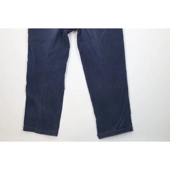 Vintage 70s Lands End Mens 40x32 Faded Wide Leg Corduroy Chino Pants Blue USA